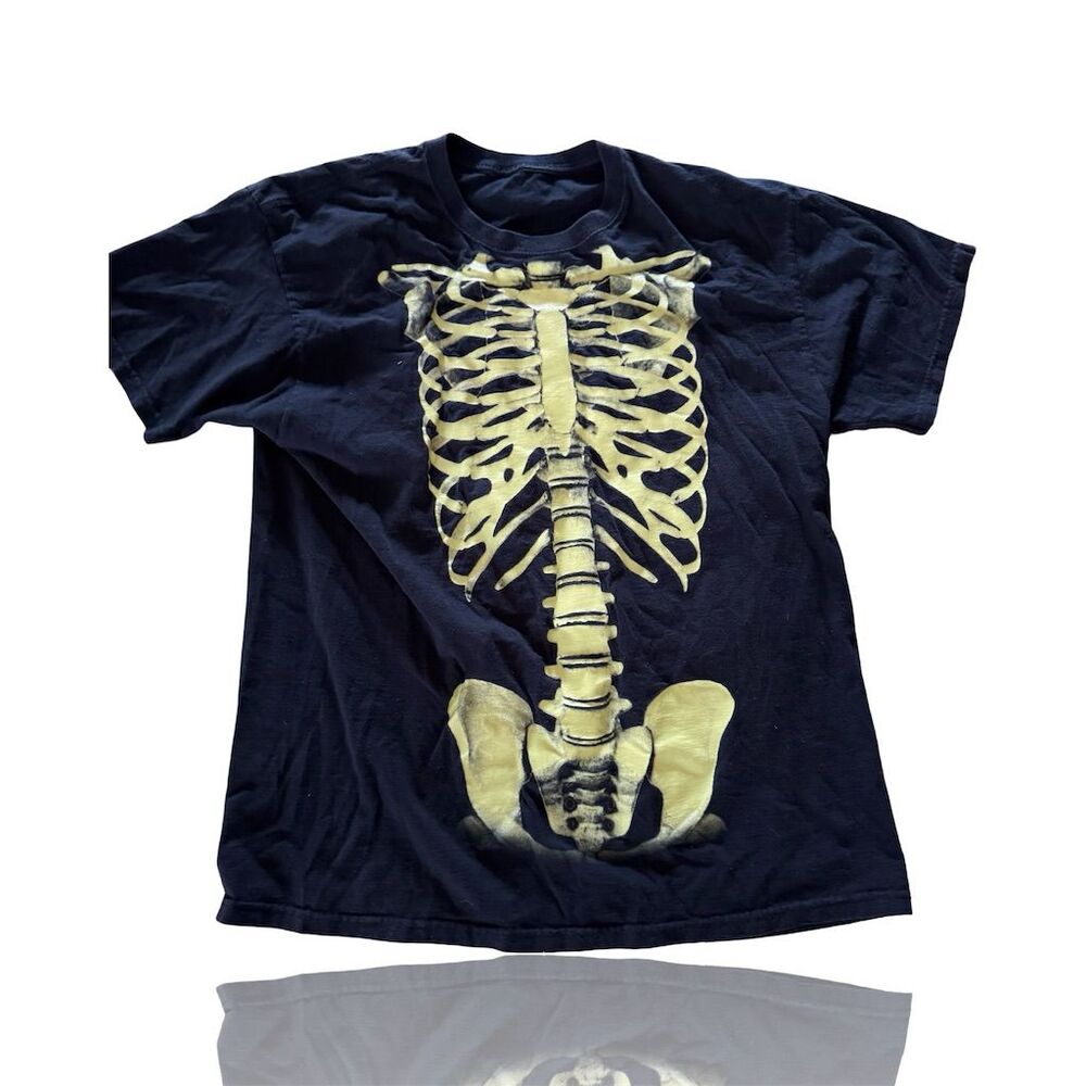 Vintage Unisex Glow-in-the-Dark Skeleton T-Shirt Black: GUC: Spooky Sesson